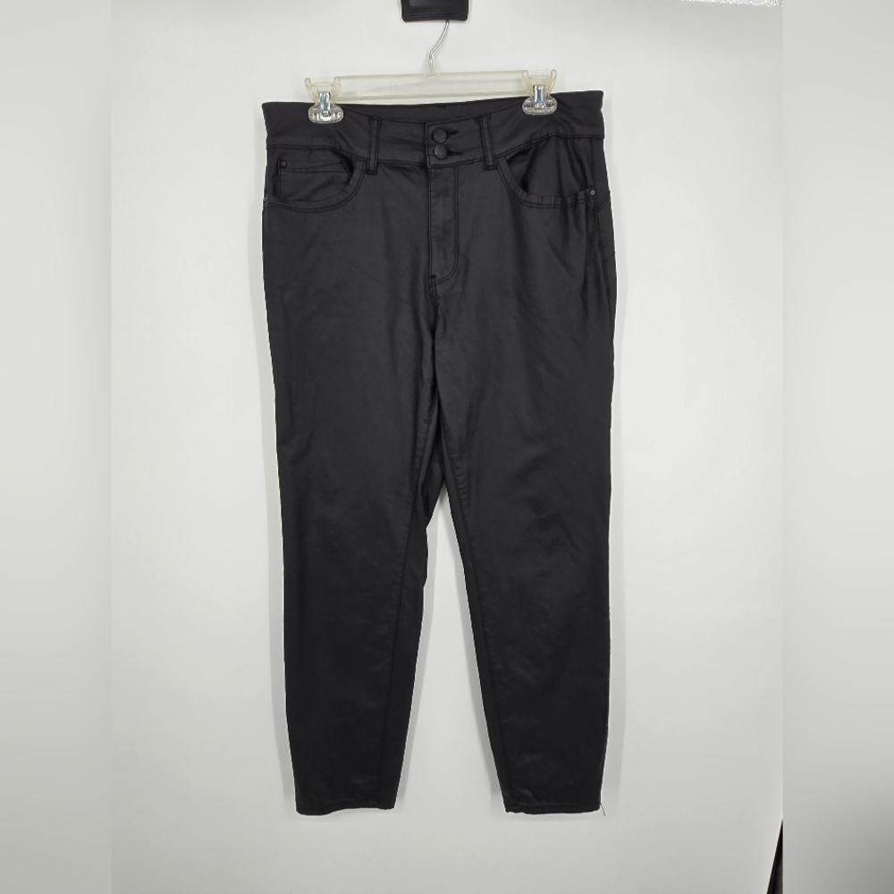 Indigo Poppy Faux Leather Black Matte Straight-Leg Pants Size 14 (6492)